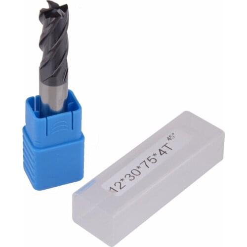 1Pcs HRC45 d12*30*D12*75L Four Flutes Micro Solid Carbide Face End Mill CNC Milling Cutter Bits For Steel Milling