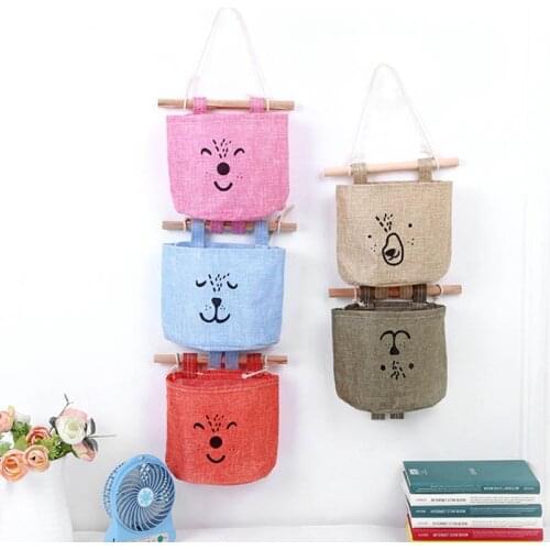 1pcs Cartoon Pattern Single Pocket Hanging Type Storage Dispenser Hanging Storage Bags Multicolor 15*16*7.5cm Home Decor