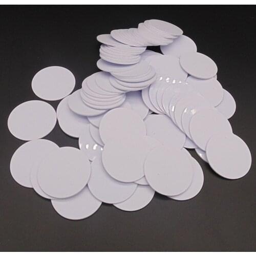 10PCS/LOT) Tk4100 (EM4100) Read-only RFID Smart ID 125khz Tags Waterproof 25mmx1mm PVS Coin Cards In Access Control
