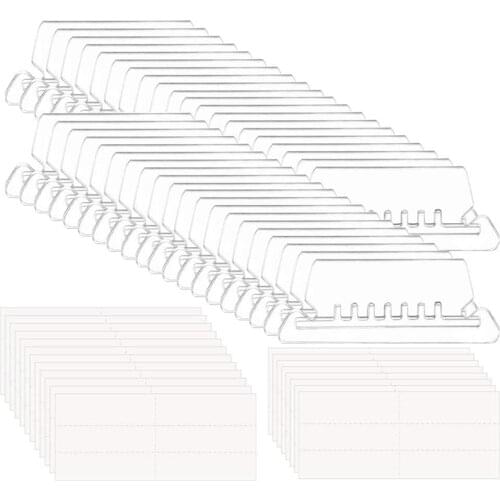 100PCS Universal Transparent Plastic Hanging Folder Index Labels Tabs + 200PCS Paper Inserts for Office School Home Supplies