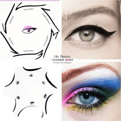 2pcs 6 Style in 1 Cat Multifunction Eye Stencil Makeup Eyeliner Stencil Kit Model for Eyebrows Template Fard a Paupiere Card