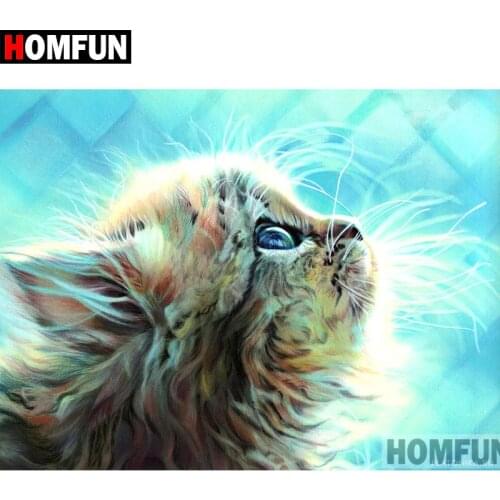 HOMFUN Full Square/Round Drill 5D DIY Diamond Painting "Animal cat" Embroidery Cross Stitch 5D Home Decor Gift A09509