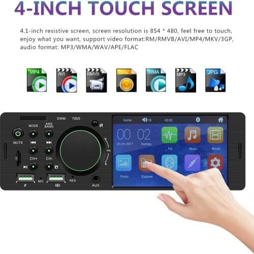 1Din 4.1 Inch HD touch screen Car Radio rear camera MP5 Stereo audio MP3 music Player bluetooth 4.0 Multimedia autoradio FM Aux