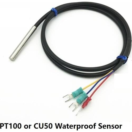 5pcs/lot RTD PT100 or CU50 5 * 50mm 3-wires temperature sensor probe with cable for -50 to 150 degree waterproof