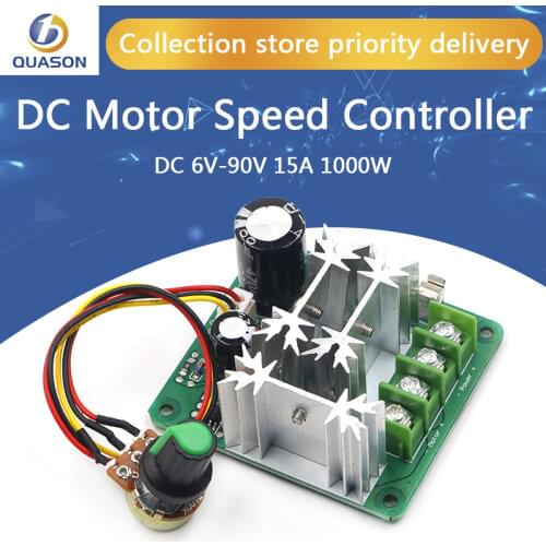 DC 6V-90V 15A DC Motor Speed Controller Stepless Speed Regulation Pulse Width PWM DC 12V 24V 36V 48V 1000W