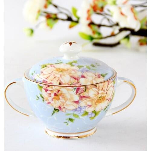 Europe Style Bone China Coffee Set Accessory Sugar Bowl Coffee Canister Storage Caddy Kitchen Seasoning Box