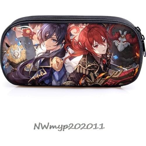 Game Genshin Impact Cosmetic Case Pen Holder Women Makeup Bag Kids Pencil Box Girl Stationary Bags School Supplies