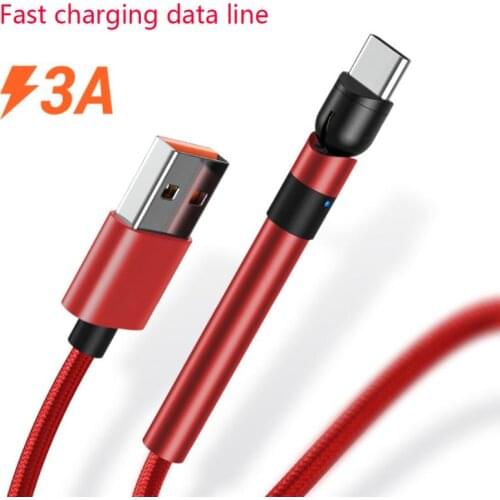 Fast Charging Cable For IPhone Data USB Cable Charger For Android Phone Type C 180 Degre Charger Wire For Xiaomi Huawei Samsung