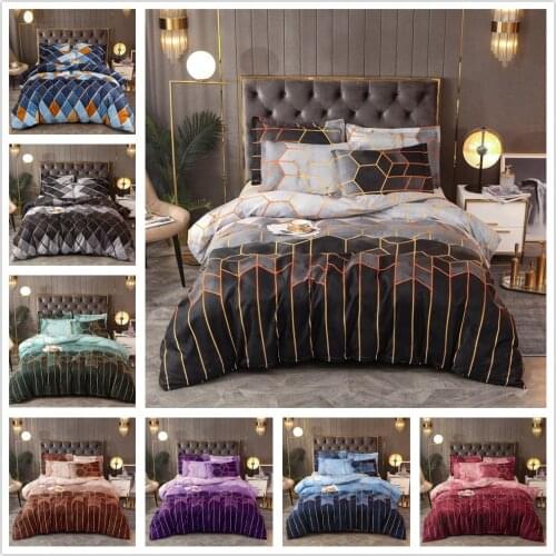 Luoernijin thread geometric diamond Plaid Quilt Set 3-4 pieces