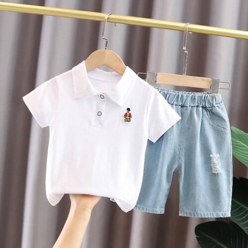 LISUNNY Summer Boys Clothing Sets Children Casual Clothes Short Sleeve Lapel T Shirt Shorts Cartoon Kids Vacation Clothes
