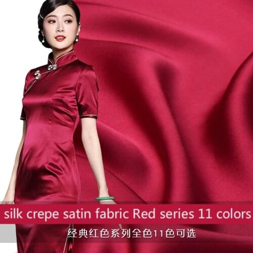 Red 100% pure silk fabric width 114 cm thickness of 16.5 momm silk crepe satin fabric Clothing fabric dress shirt dress T shirt