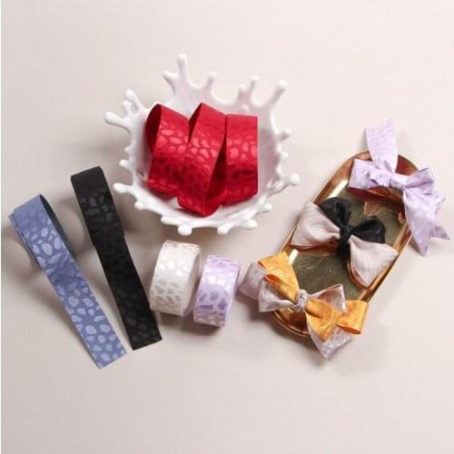 50Yards 1" 25MM/1.5" 38MM Edge Jumping Point Leopard Animal Goose Warm Stone Pattern Ribbons Hair Bows Satin DIY Gift Packaging