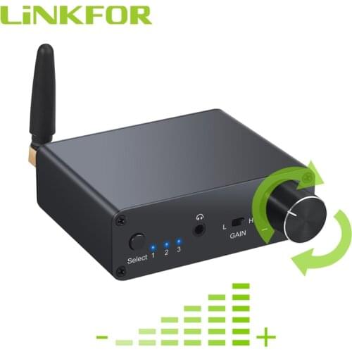 LiNKFOR 192kHz Digital to Analog Converter Built-in Bluetooth V5.0 Receiver with Headphone Amplifier Support aptX & Low Latency