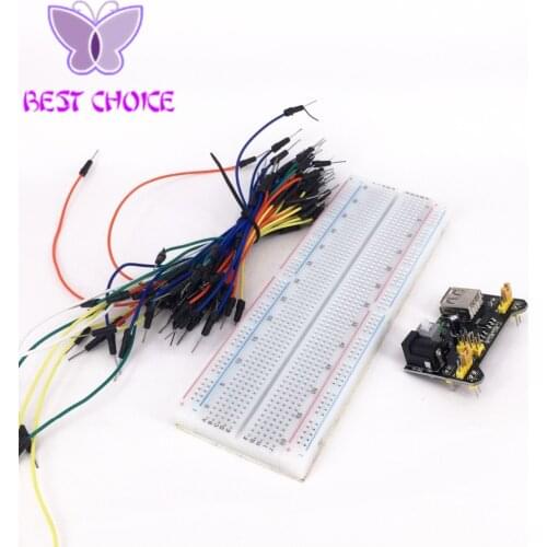 10set 3.3V/5V MB-102 Breadboard power module+MB-102 830 points Solderless Prototype Bread board kit +65 Flexible jumper wires