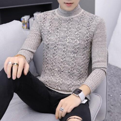 Mens Sweaters Black Grey Long Sleeve Winter Casual Turtleneck New Fashion Pullovers Sweater Men