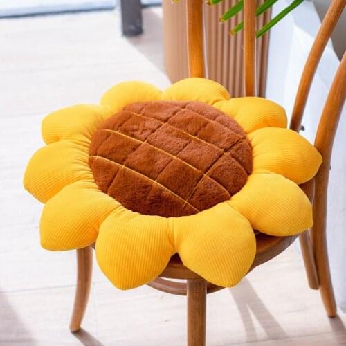 Squishy Sunflower Plush Plant Pillow Stuffed Flowers Seat Cushion Yellow Chair Decoration Carpet Tatami Birthday Gift For Girls
