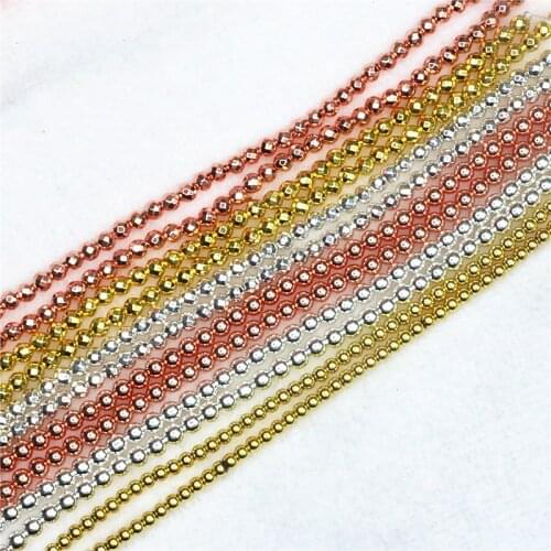 Factory wholesale AA+ Rose Gold Silver-color hematite Iron ore stone 2-12mm round faceted loose beads DIY jewelry accessories E6