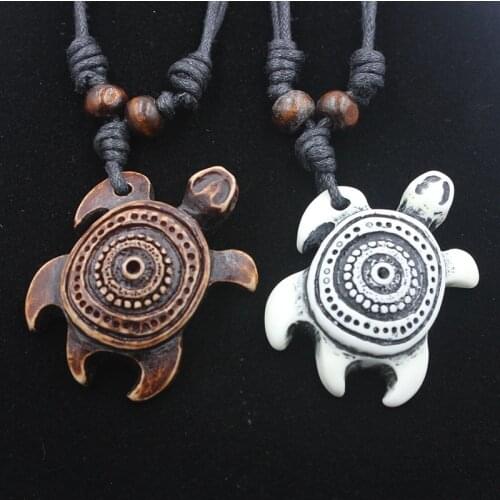 Lovely Imitation Bone Surfing Turtles Pendant Lucky Necklace Gift MN280
