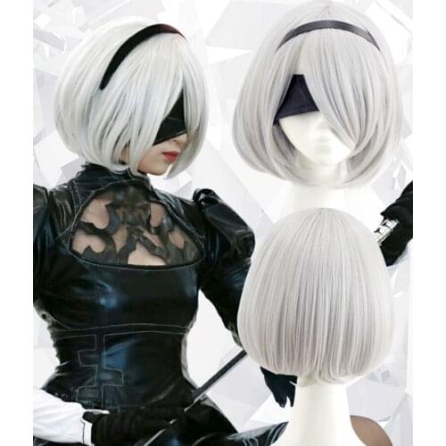 YoRHa No.2 Type B 2BYoRH 2A 9S 2B wig NieR:Automata Costume Play Wigs Costumes Hair +Wig Cap Cosplay Wig