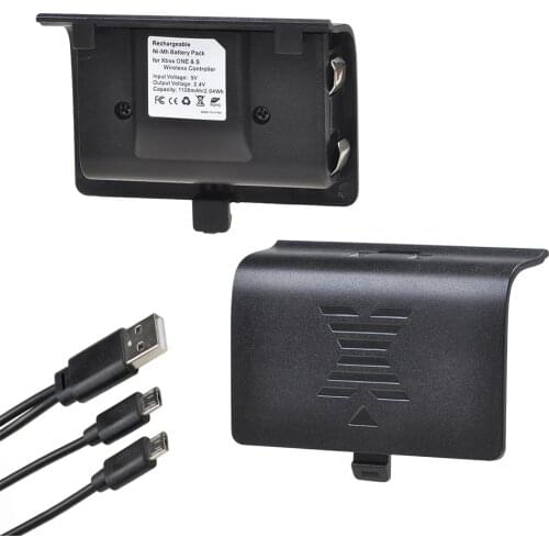 Rechargeable Battery Pack for Xbox One / Xbox One S/Xbox One X/Xbox One Elite Wireless Controller + 2-in-1 USB Charging Cable