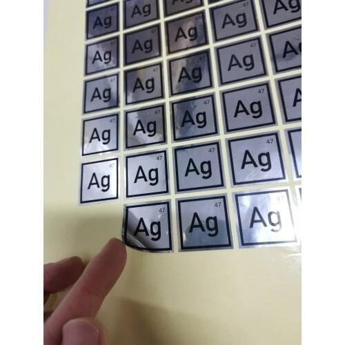 PET with glossy silver sticker label custom logo printing
