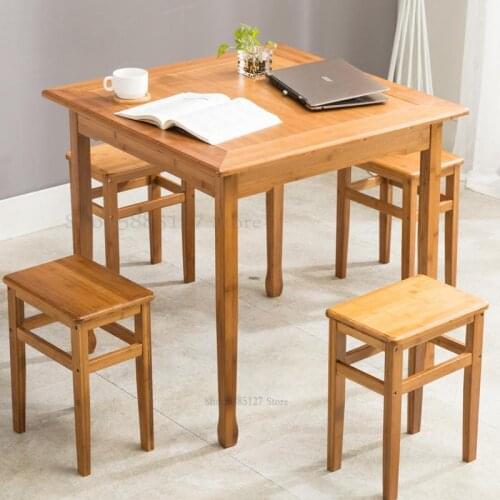 Simple Square Table Small Apartment Dining Table Solid Wood Bamboo Simple Household Dining Table