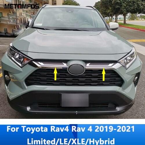 For Toyota Rav4 Rav 4 Limited/LE/XLE/Hybrid 2019 2020 Front Upper Grille Grill Molding Trim Sticker Accessories Car Styling