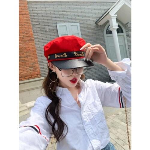 Flat Roof Woolen Navy Hats Woman Ins England Octagonal Beret Four Seasons