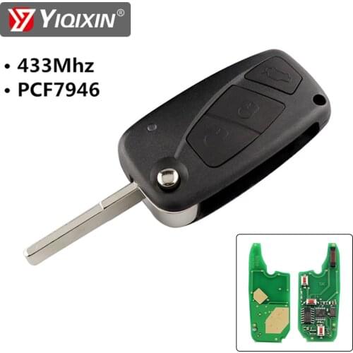 YIQIXIN 433Mhz PCF7946 Chip Flip Folding Black Remote Car Key For Fiat 500 Punto Ducato Stilo Panda EVO Bravo Doblo Fiorino Qubo