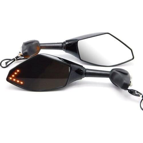 1 Pair Motorcycle Integrated Turn Signal Mirrors Side Rearview Mirror Front Back LED for Honda Kawasaki Yamaha Suzuki