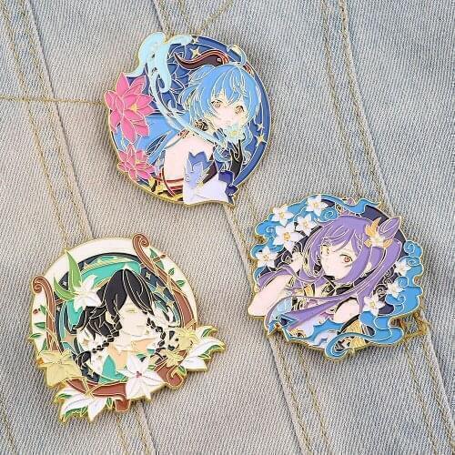 ZF2979 Anime Girl Clothing Accessories Jewelry Enamel Pins And Brooches Cartoon Creative Metal Denim Hat Badge For Friends Kids