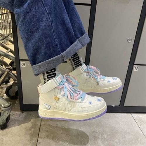 2021 New Women Sneakers Breathable High Gang Platform Vulcanized Sports Shoes Ins Trend Fashion Casual Tenis Feminino Flats