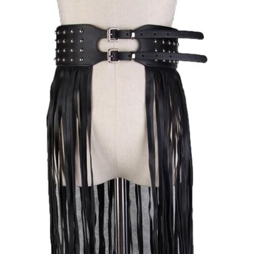 New Pu Leather Long Tassel Brief Personality Girdle Decoration Belt Women Fashion Tide All-match