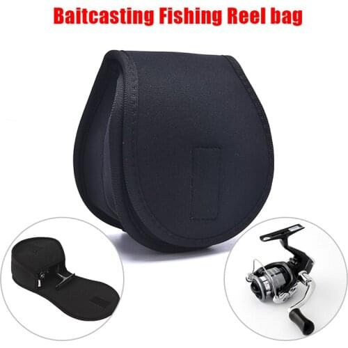 1pc Black Portable Spinning Reel Pouch Baitcasting Fishing Reel Pouch Bag Protective Case Reels Cover Holder