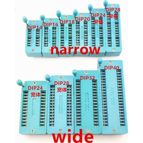 10pcs IC lock seat Test Universal zif socket 14 16 18 20 24 28 40 Pins narrow wide