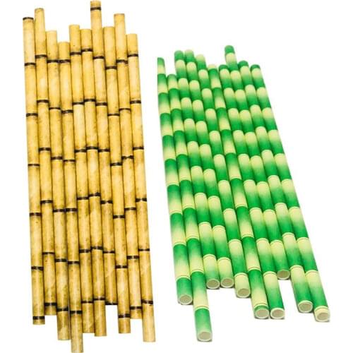 100pcs/lot Green Bamboo Paper Drinking Straws Drinking Tubes Party Supplies Decoration Cocktail Drink Accessories