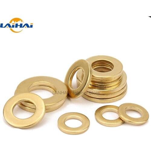 20/100pcs M2 M2.5 M3 M4 M5 M6 M8 M10 M12 GB97 DIN125 Solid Brass Copper Flat Washer Plain Gasket Pad High Quality