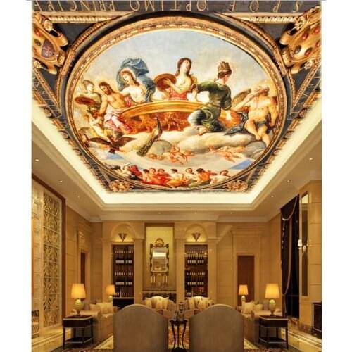 3d photo wallpaper 3d ceiling wallpaper murals 3d Figure painting European ceiling frescoes wall paper room decoration