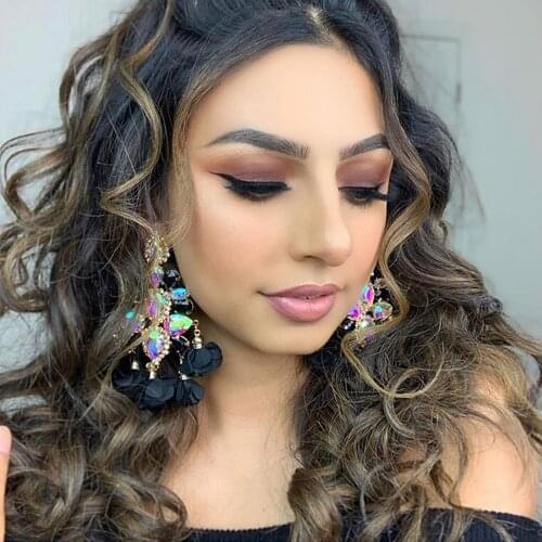 Big Earrings For Women Long Earrings Rhinestones Luxury Starburst Pendant Crystal Statement Earrings Fashion Jewelry Lady Gifts