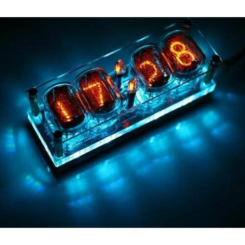 Nixie Clock USB 4 x IN-12 + 2 x INS-1 with Tube RGB Backlight Assembled 12 and 24 Format DIY Retro Clock Module Nixie Tube