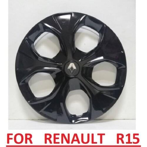 Car Wheel Rim Cover R15 Piano Bright Glossy Black Flexible Caps For Renault Clio Megane HB Saloon 15 inch 4pcs/set With Emblem