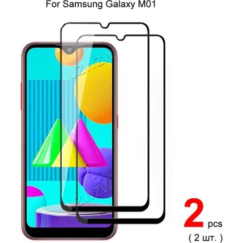 2pcs Glasses For Samsung Galaxy M01 Full Cover Screen Protector Protective Tempered Glass Guard