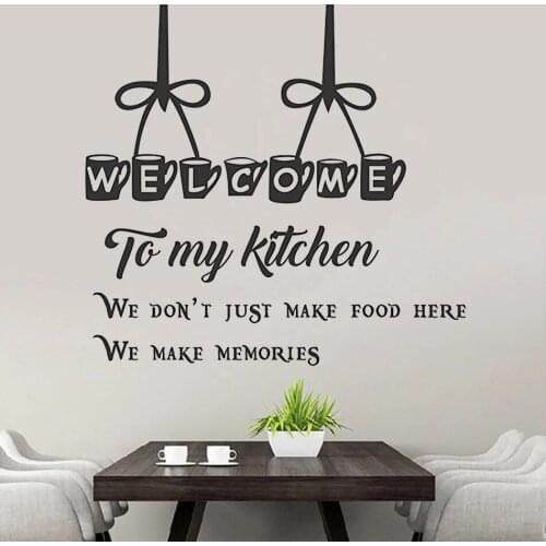 Welcome To My Kitchen English Quotes Vinyl Wall Decals Wallpaper For Home Decor Waterproof Stickers Decoration Poster RU2039