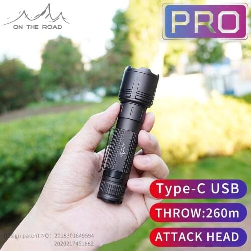 ON THE ROAD M9-PRO Type-C USB Direct Charge Mini Flashlight 18650 Rechargeable Leap UltraBright Micro Torch LED USB-C Flashlight