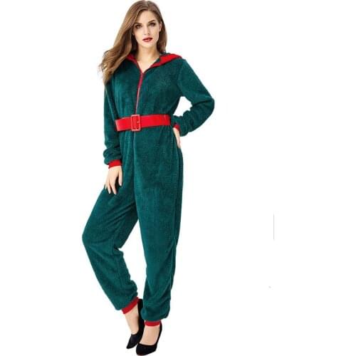 Christmas Clothing Christmas Mom Long Sleeve Solid Hoodie Zipper Family Clothes Jumpsuit Pajamas Outfit Christmas Party Jumpsuit