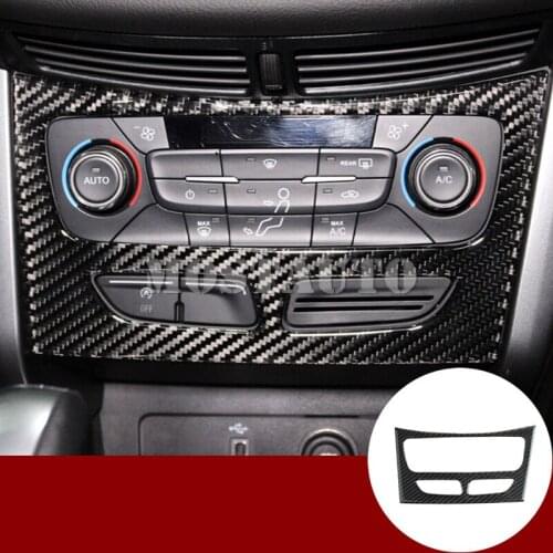 For Ford Escape Kuga Carbon Fiber Console AC Button Panel Trim Cover 2016-2018 1pcs Car Accessories Interior Car Decor Car Trim