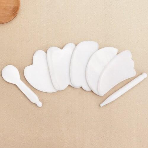 Natural White Jade Guasha Board Massager Tool Crystal Energy Stone Traditional Scraper Mat for Body Back Neck Health Massage