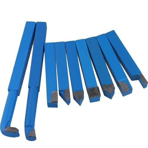 9pcs Iron Lathe Brazed Carbide Turning Tool Bit 12mm Square Shank Blue