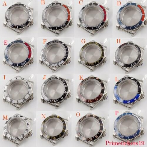 40mm stainless steel men watch case sapphire glass unidirectional bezel without cyclops ceramic bezel insert