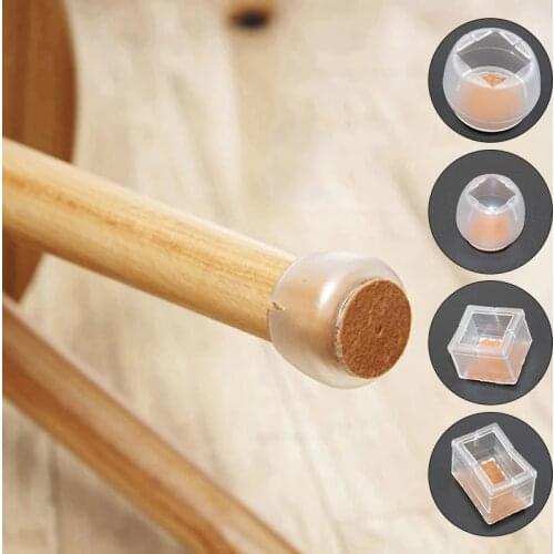 Non-Slip Leg Caps Feet Bottom Cover Pads Silicone Table Chair Furniture Wood Floor Protectors Transparent Cups